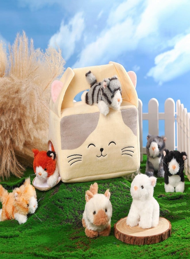 Blueweenly 8 Pcs Cat Stuffed Animal Set Plush House with 7 Soft Stuffed Animal Plush Toy for Kids Birthday Valentines Classroom Party Favors Goodie Bags Stuffers - Image 4